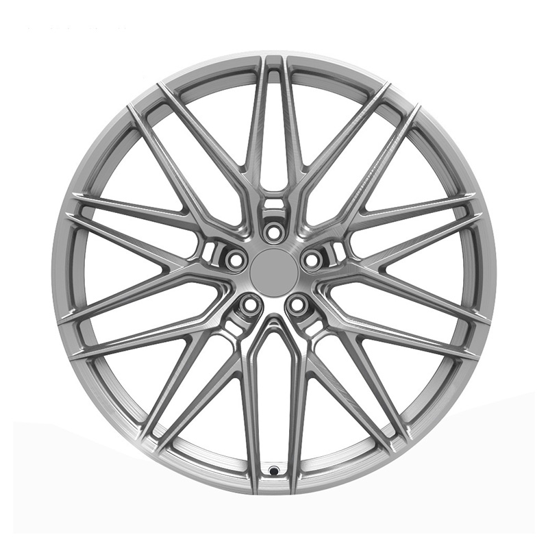 Light Weight Multi Spoke Brushed Silver Sports Car Racing Forged Wheels